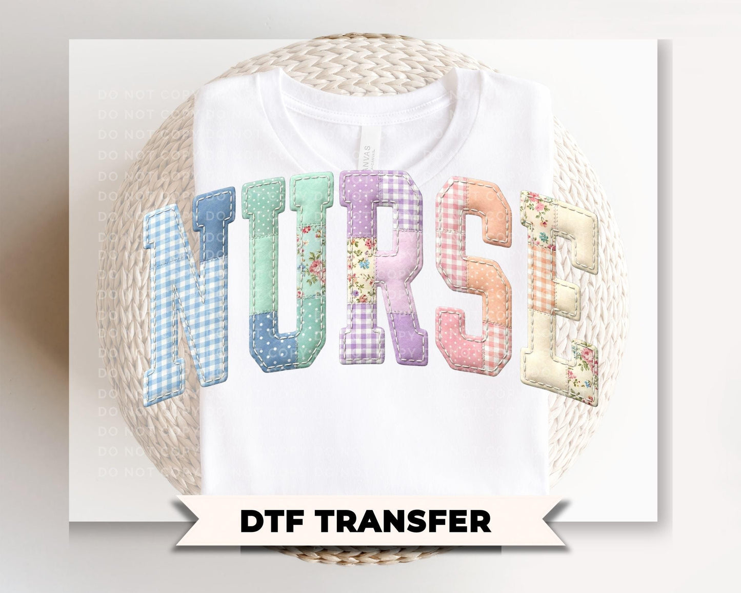 Patchwork Quilted Nurse DTF Transfer, Grandma Core, Cottagecore Tshirt Design