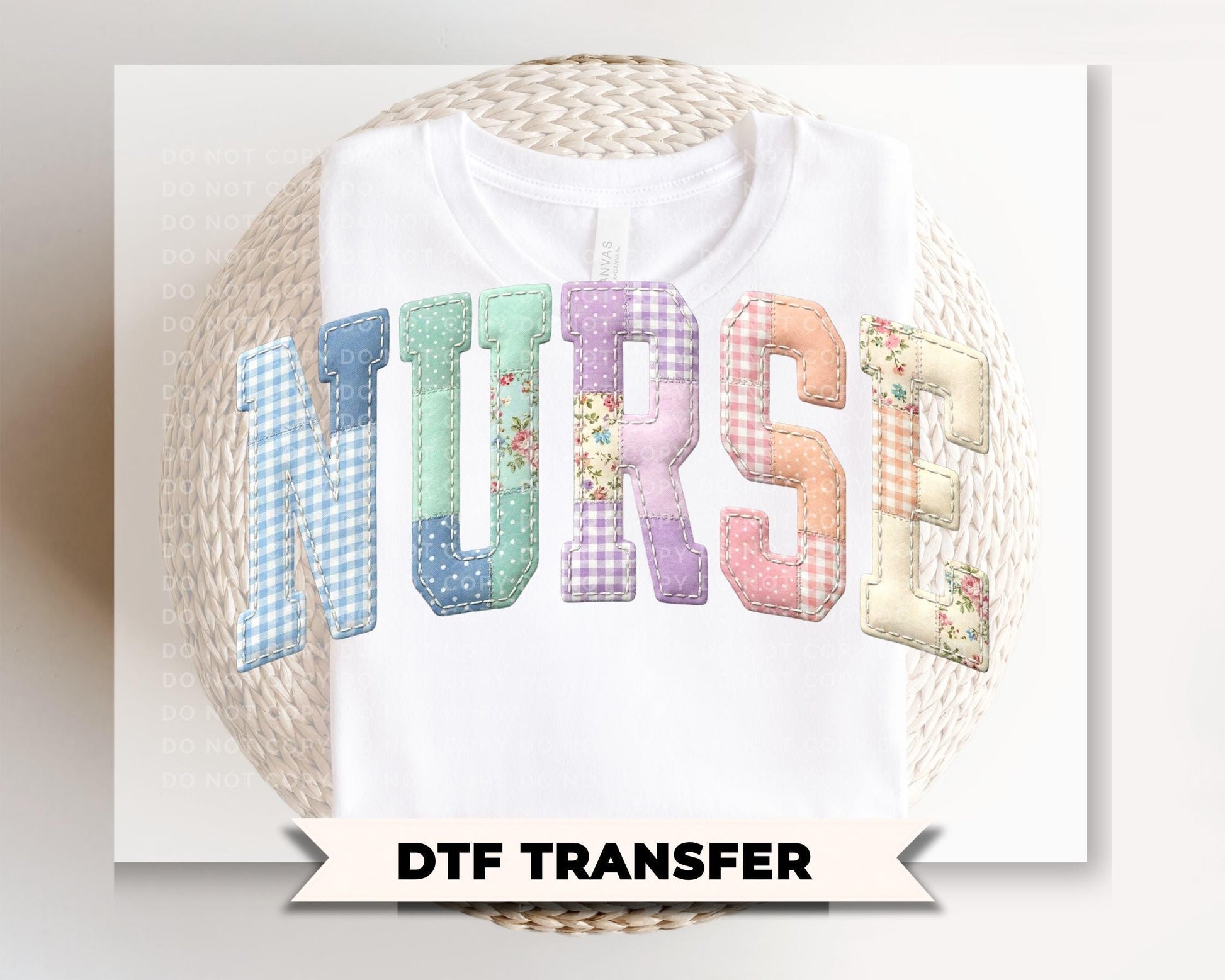 Patchwork Quilted Nurse DTF Transfer, Grandma Core, Cottagecore Tshirt Design