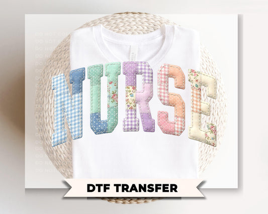Patchwork Quilted Nurse DTF Transfer, Grandma Core, Cottagecore Tshirt Design