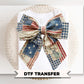 Patchwork 4th of July Bow DTF Transfer, Memorial Day, Coquette Patriotic Tshirt Design