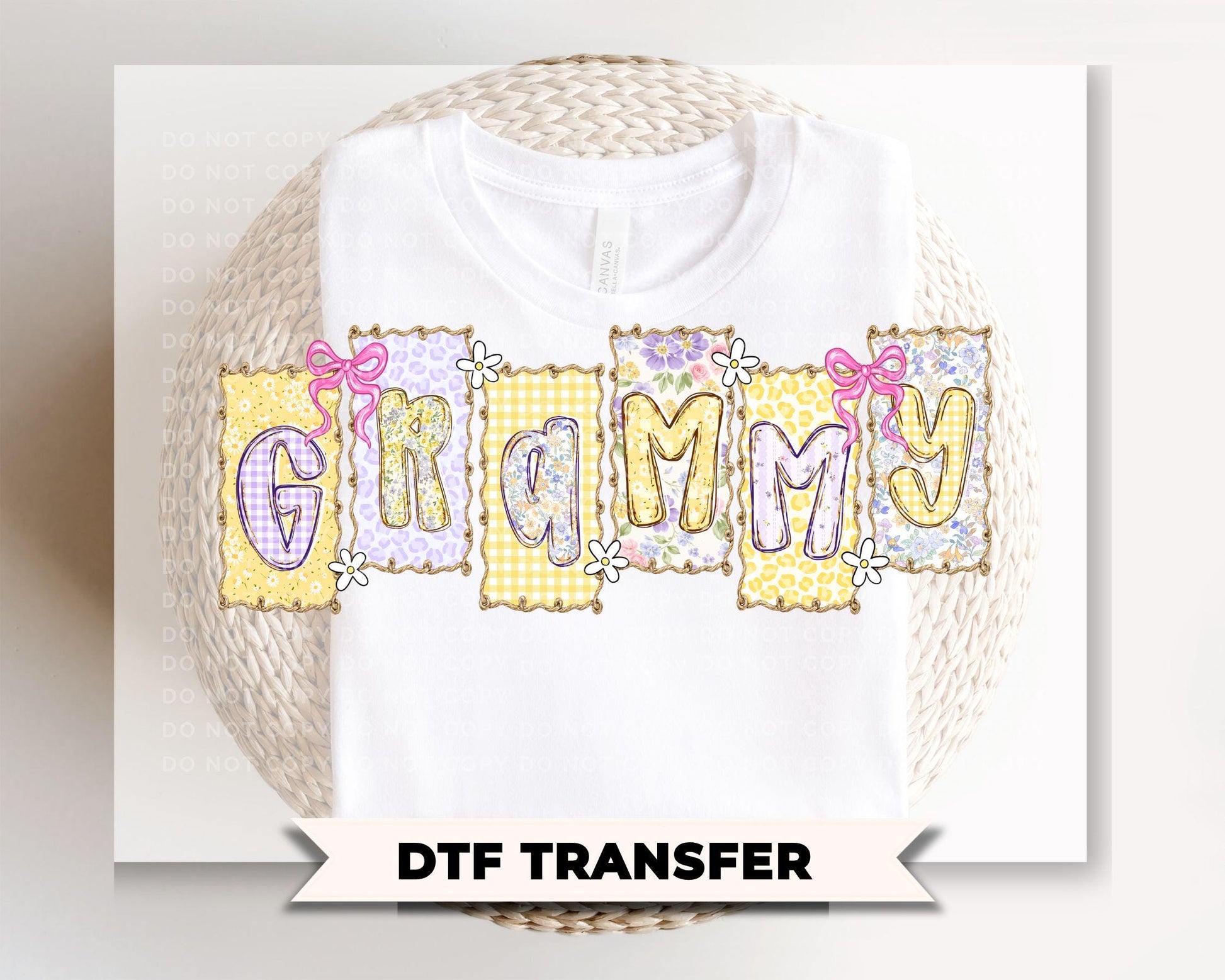 Coquette Floral Grammy DTF Transfer, Ready to Press T-shirt Design, Gift for Mother's Day
