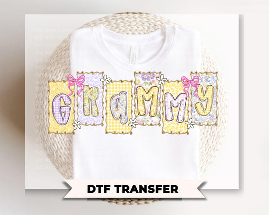 Coquette Floral Grammy DTF Transfer, Ready to Press T-shirt Design, Gift for Mother's Day