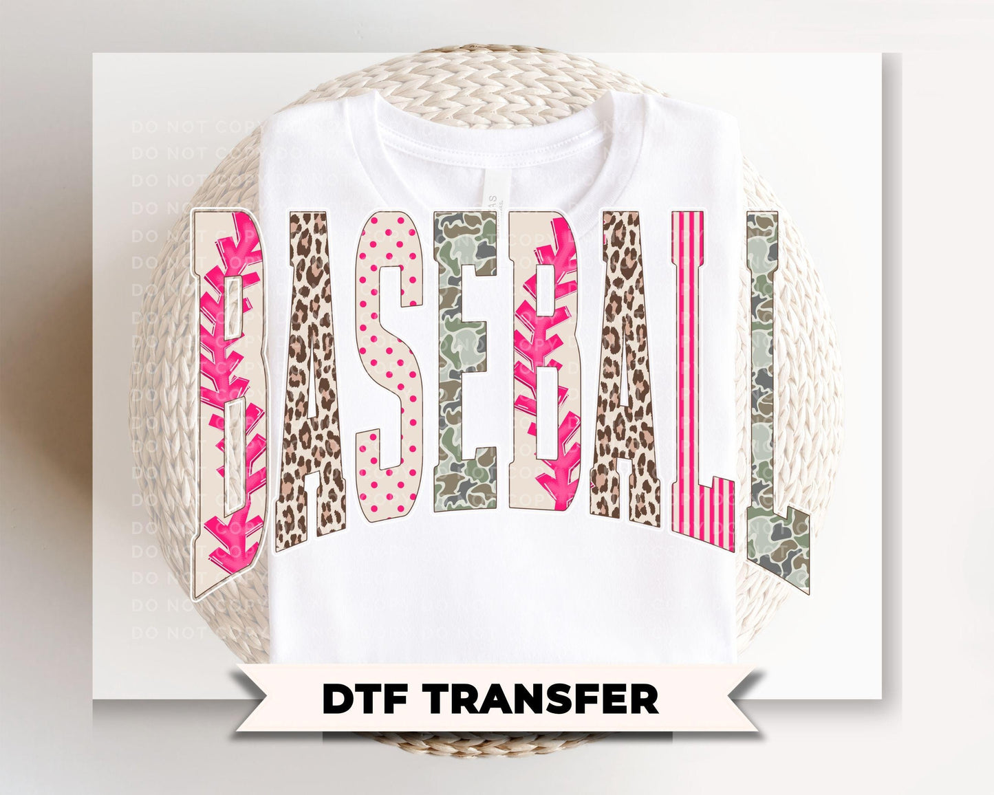 Striped Leopard Baseball DTF Transfer, Ready to Press, Game Day T-shirt Design