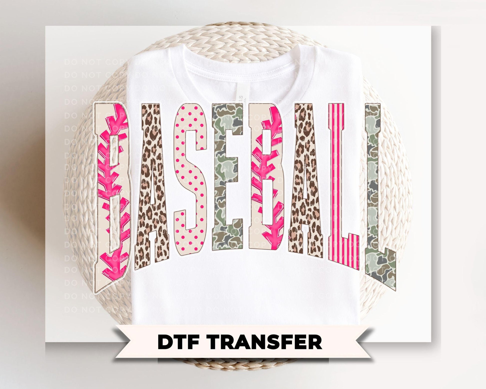 Striped Leopard Baseball DTF Transfer, Ready to Press, Game Day T-shirt Design