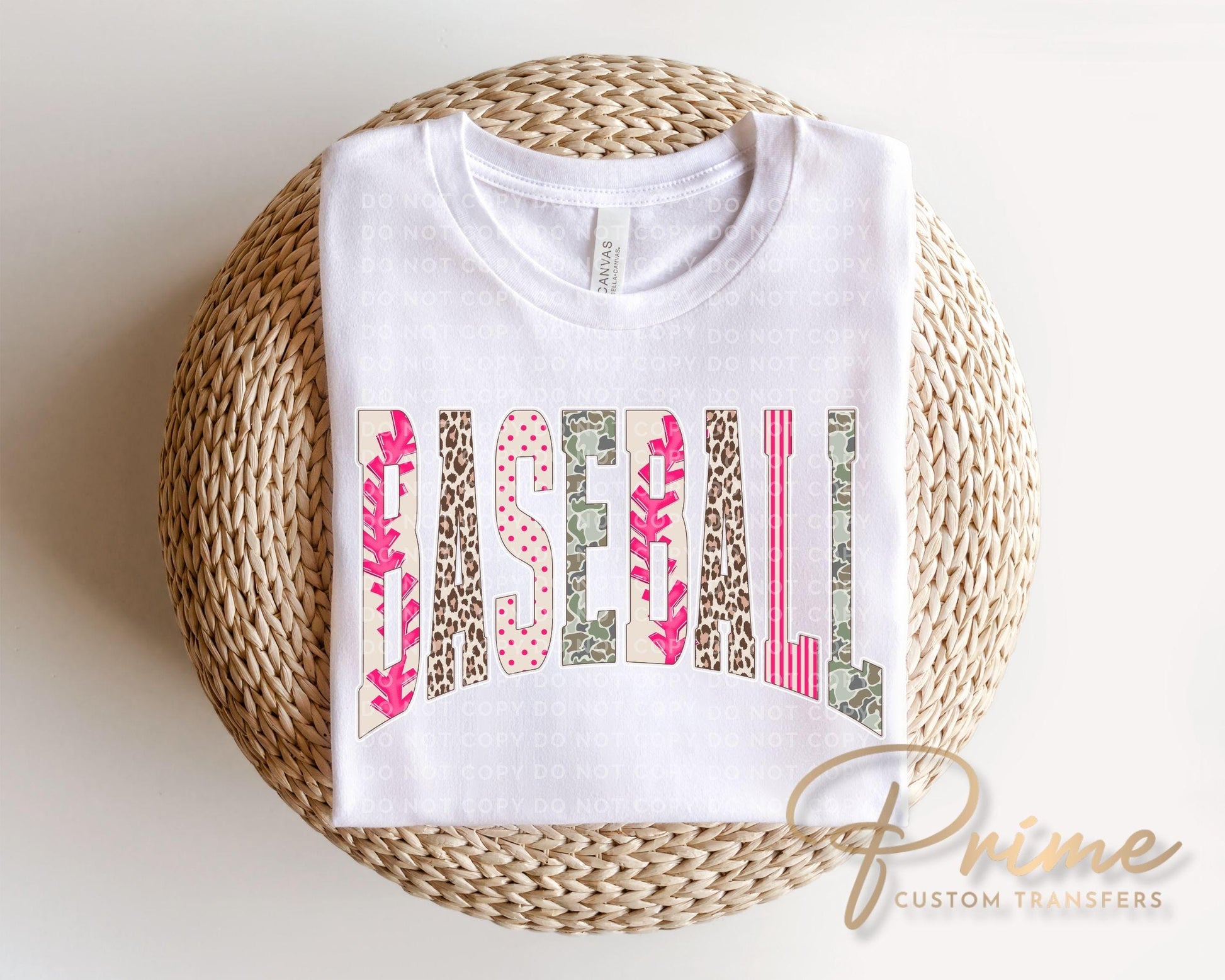 Striped Leopard Baseball DTF Transfer, Ready to Press, Game Day T-shirt Design