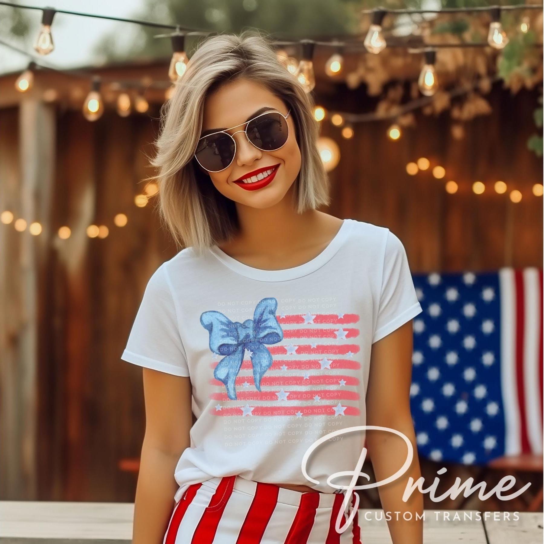 Watercolor American Flag DTF Transfer, Ready to Press, 4th of July Tshirt Design