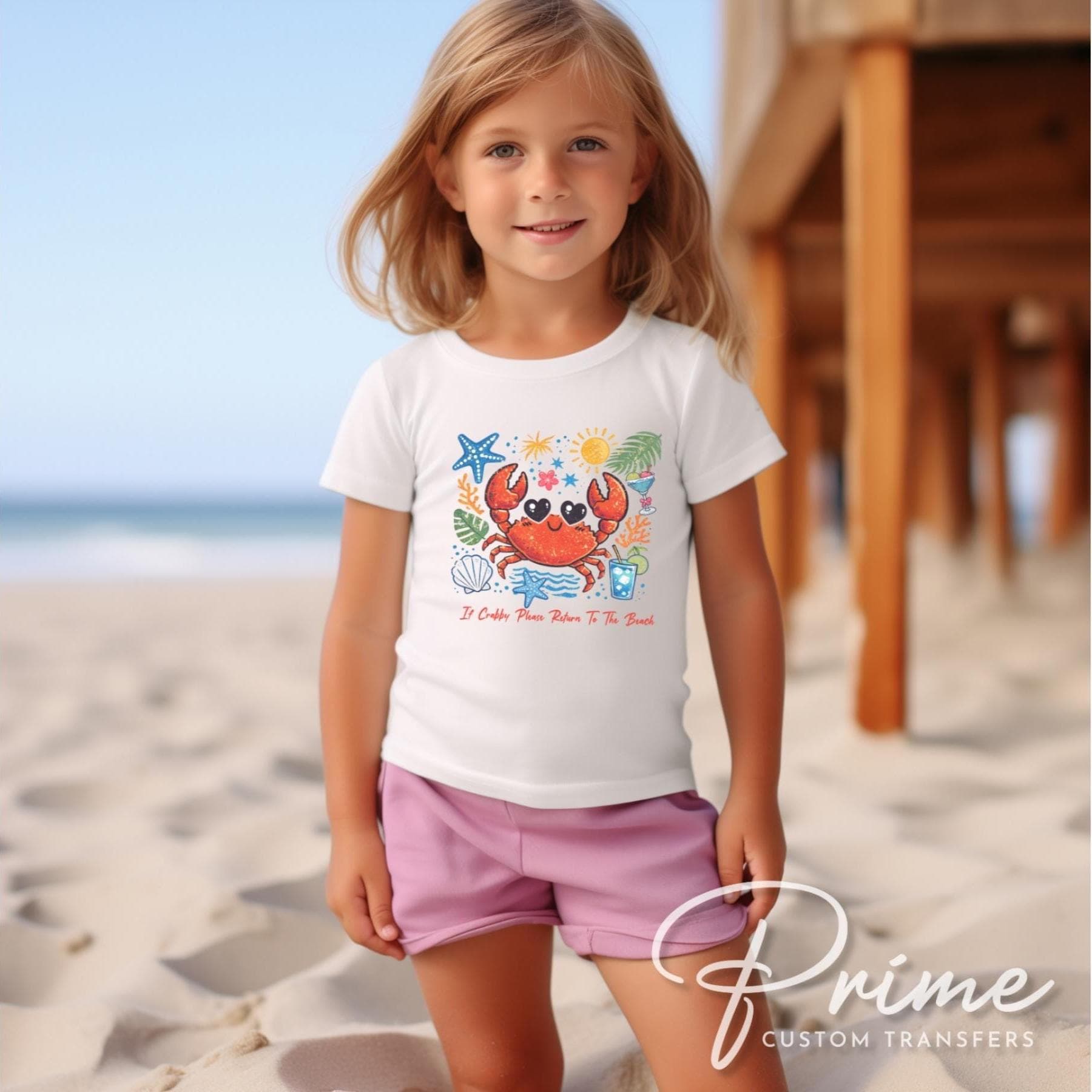 If Crabby Please Return to The Beach DTF Transfer, Funny Summer Crab T-Shirt Design