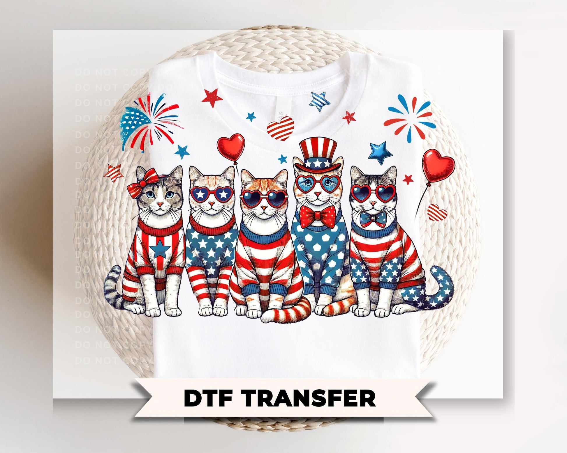 Patriotic Dogs DTF Transfer, Ready to Press, 4th of July Dog Lover Tshirt Design