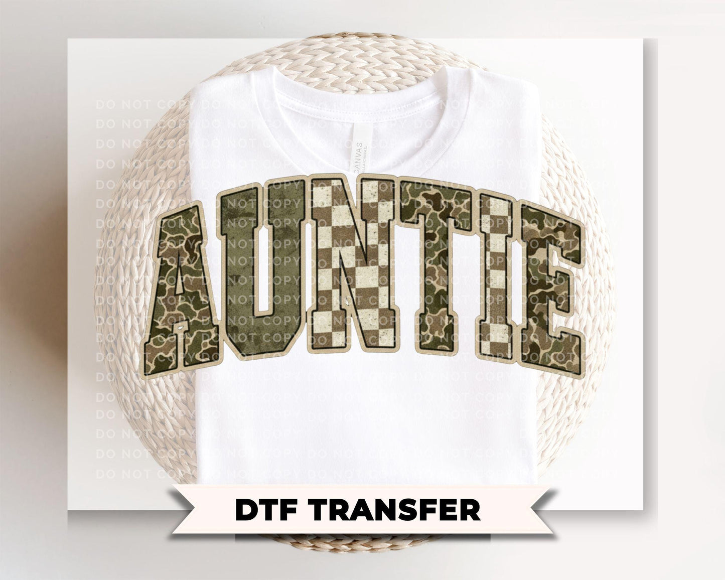 Hunting Camo Auntie DTF Transfer, Ready to Press, Tshirt Design for Aunt