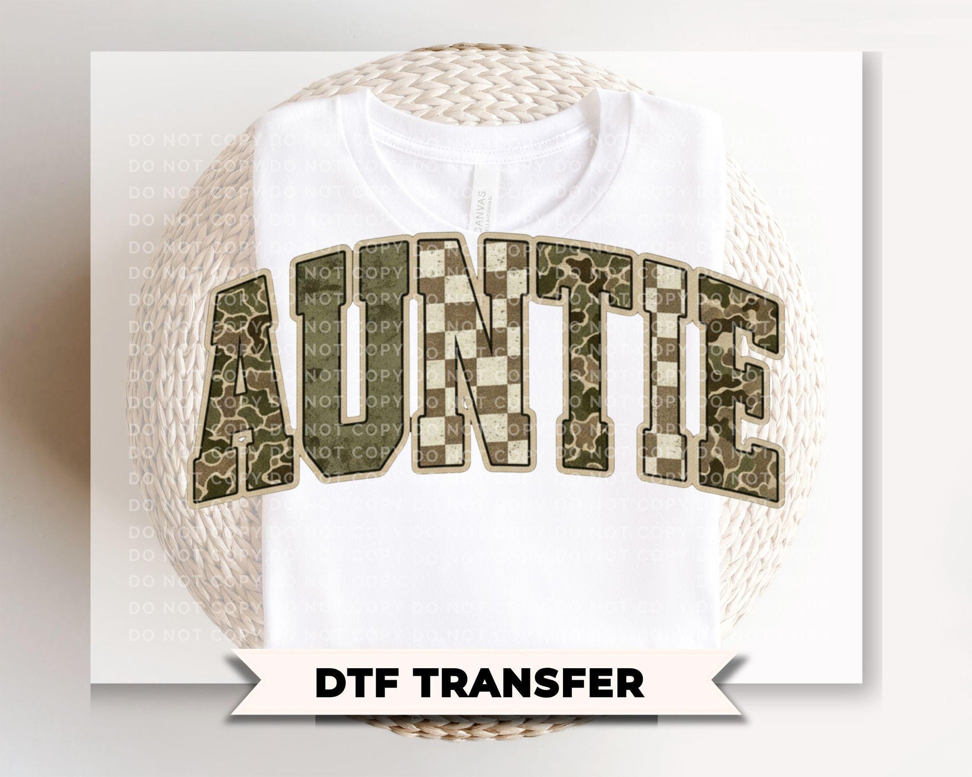 Hunting Camo Auntie DTF Transfer, Ready to Press, Tshirt Design for Aunt