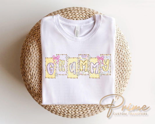 Coquette Floral Grammy DTF Transfer, Gift for Mother's Day, Grandma Tshirt Design