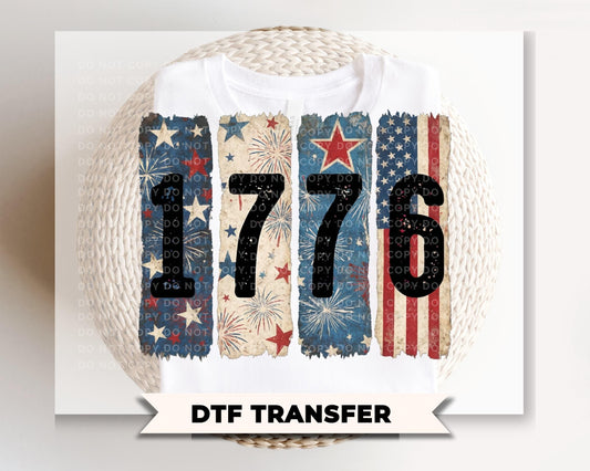 Brushstroke 1776 DTF Transfer, Ready to Press, 4th of July Tshirt Design