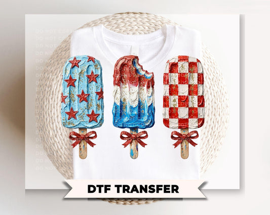 Patriotic Popsicle DTF Transfer, Ready to Press, 4th of July Tshirt Design