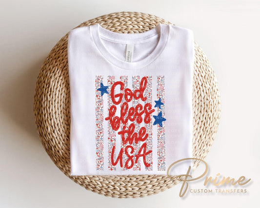 God Bless the USA DTF Transfer, 4th of July Tshirt Design