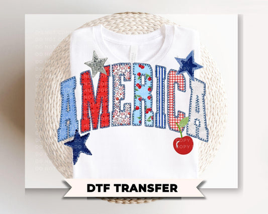 America DTF Transfer, Ready to Press, Coquette 4th of July Tshirt Design