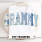 Grammy Blue Toile Patchwork DTF Transfer, Gift for Mother's Day, Grandmacore T-shirt Design
