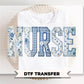 Nurse Toile Patchwork DTF Transfer, Ready to Press, Gift for Nurse Graduation