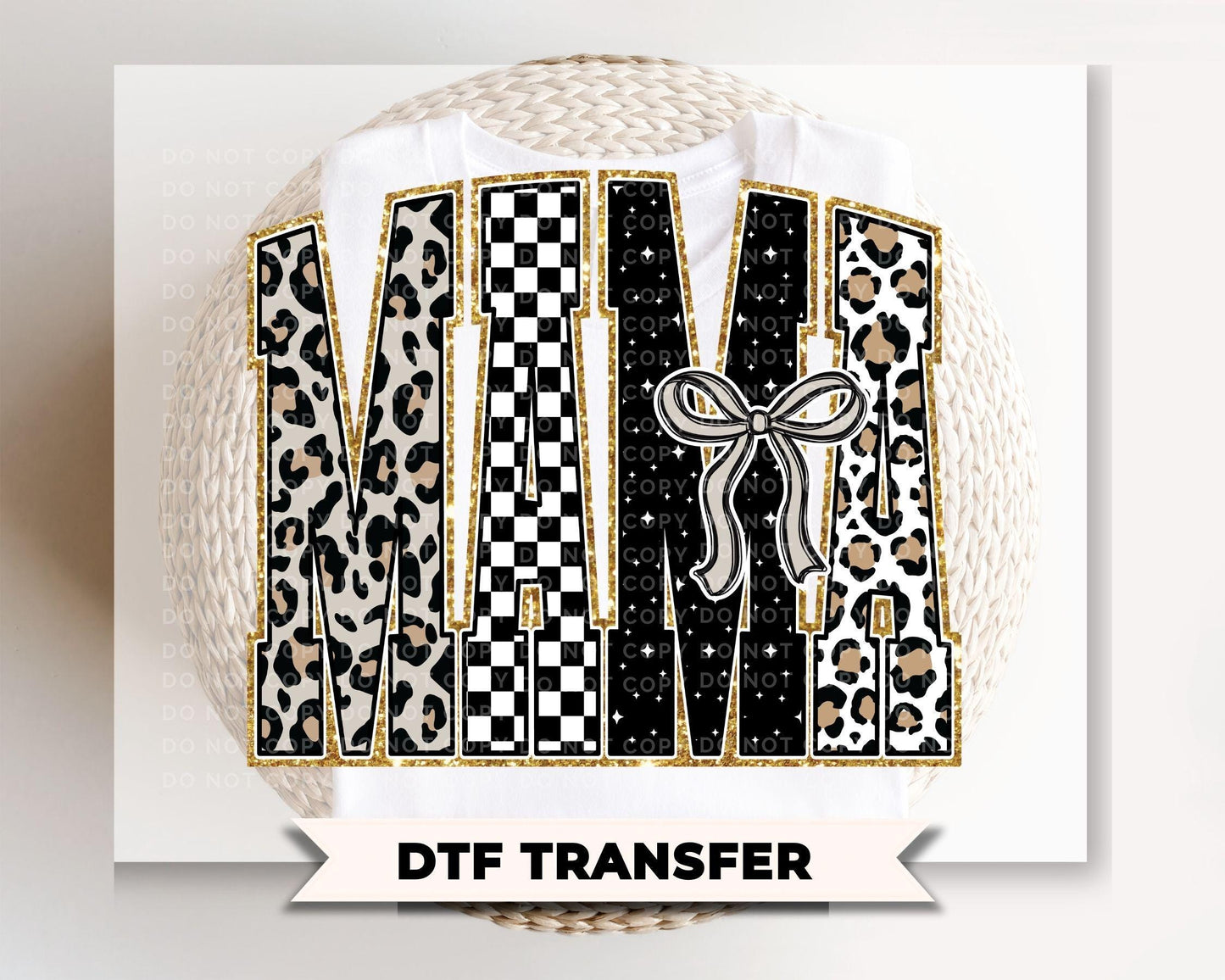 Coquette Mama Leopard Print DTF Transfer, Gift for Mom, Trendy Mom Shirt Graphic