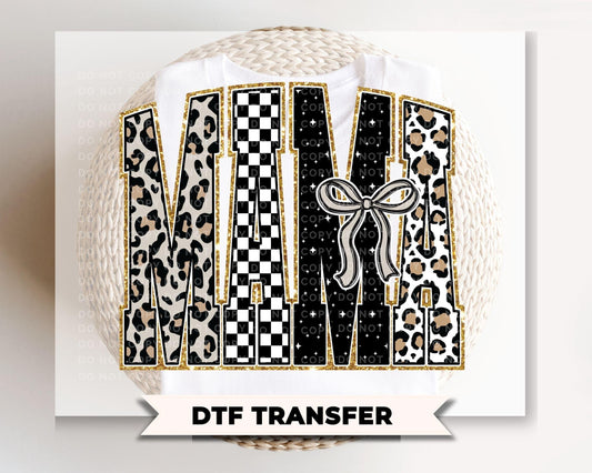 Coquette Mama Leopard Print DTF Transfer, Gift for Mom, Trendy Mom Shirt Graphic