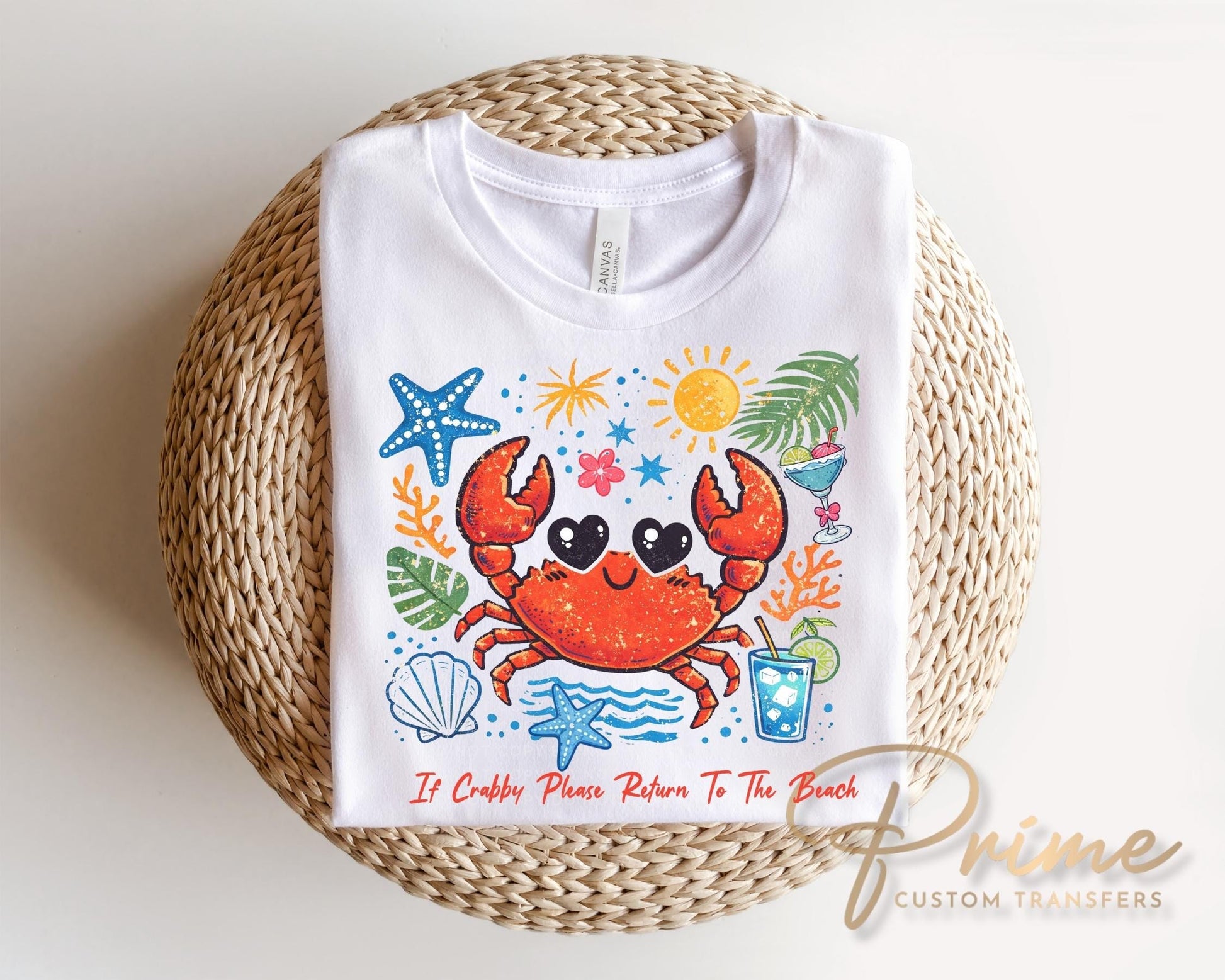 If Crabby Please Return to The Beach DTF Transfer, Funny Summer Crab T-Shirt Design