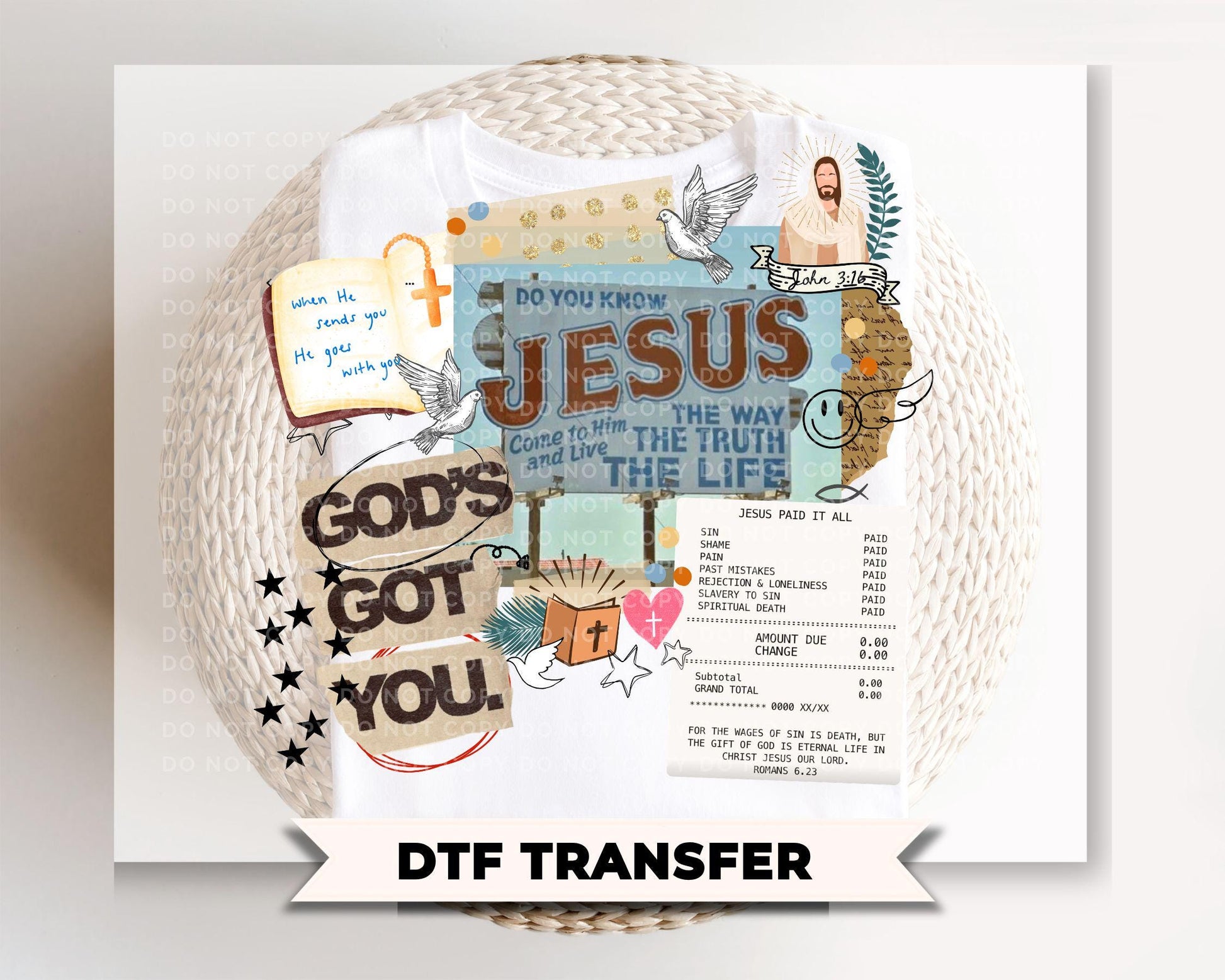 God's Got You Faith Collage Faith DTF Transfer, Ready to Press, Trendy Faith Tshirt Design