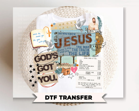 God's Got You Faith Collage Faith DTF Transfer, Ready to Press, Trendy Faith Tshirt Design