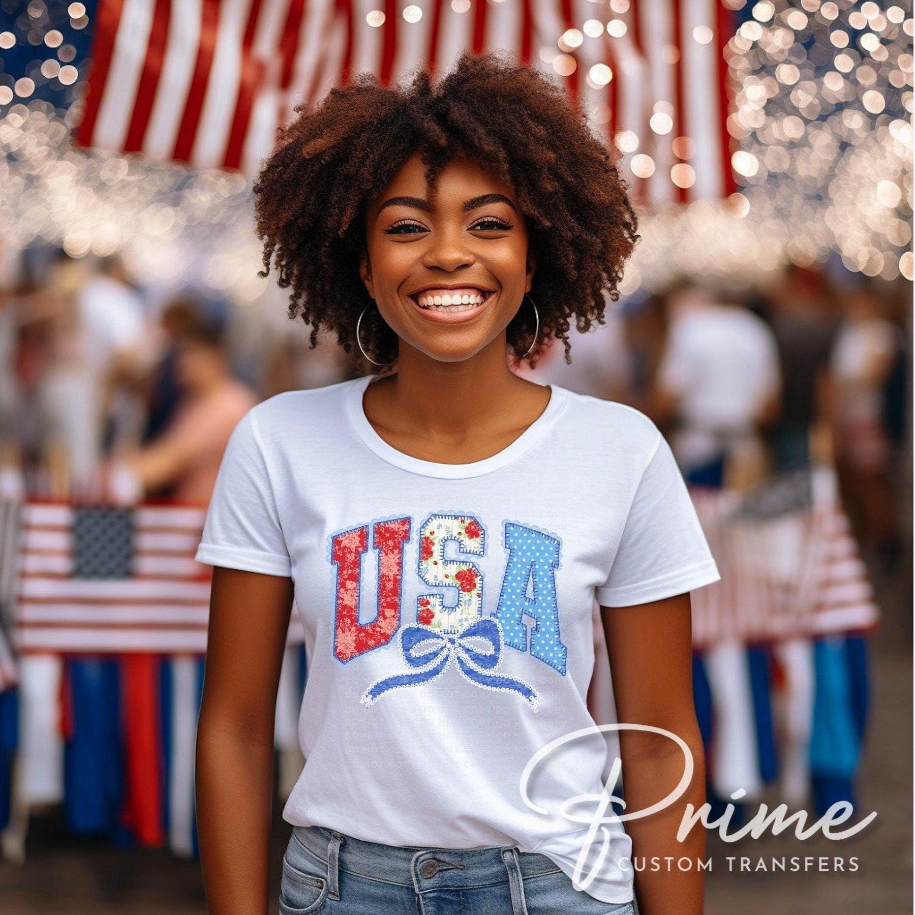 USA Lace Coquette DTF Transfer, Ready to Press, 4th of July Tshirt Design