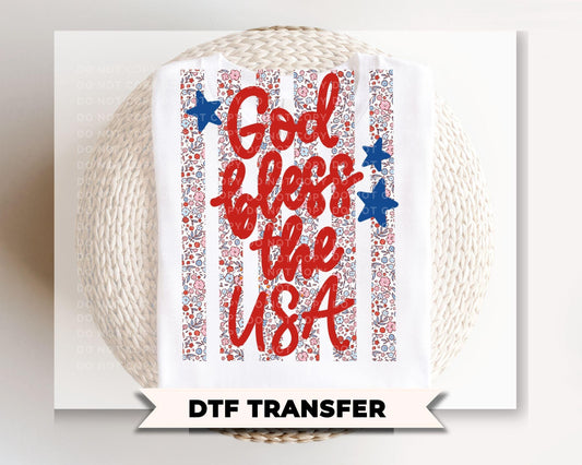 God Bless the USA DTF Transfer, 4th of July Tshirt Design