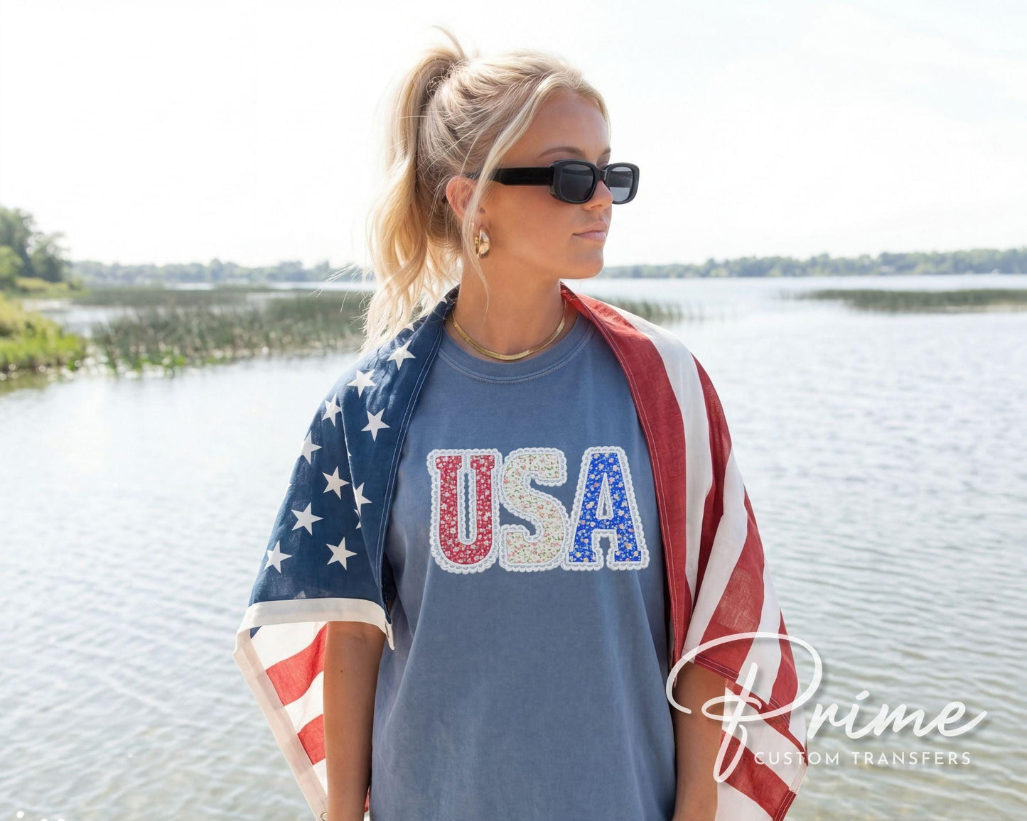 USA Lace Coquette DTF Transfer, Ready to Press, 4th of July Tshirt Design