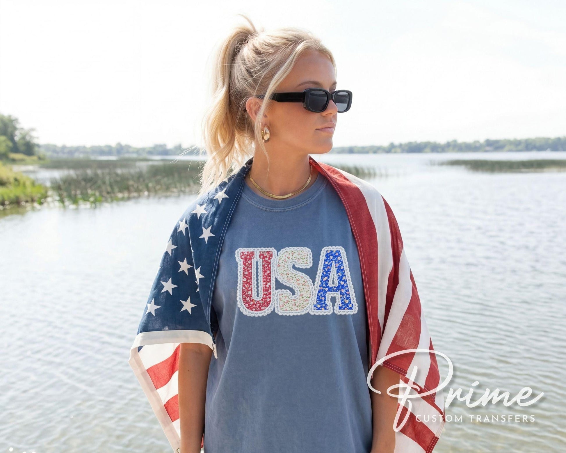USA Lace Coquette DTF Transfer, Ready to Press, 4th of July Tshirt Design