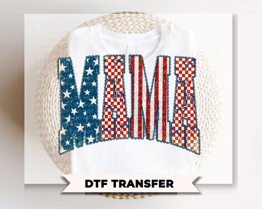 Coquette Patriotic Mama DTF Transfer, Preppy 4th of July Tshirt Design
