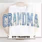 Grandma Blue Toile Patchwork DTF Transfer, Gift for Mother's Day, Grandmacore T-shirt Design