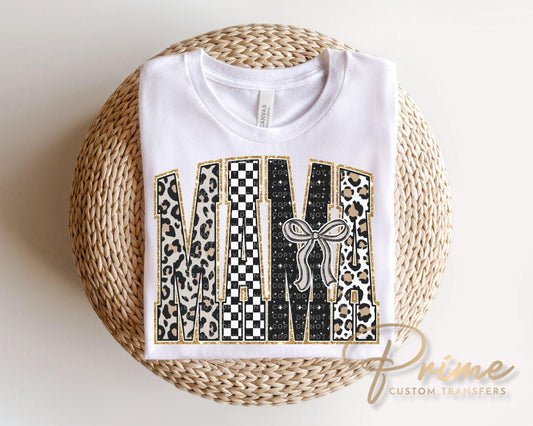 Coquette Mama Leopard Print DTF Transfer, Gift for Mom, Trendy Mom Shirt Graphic