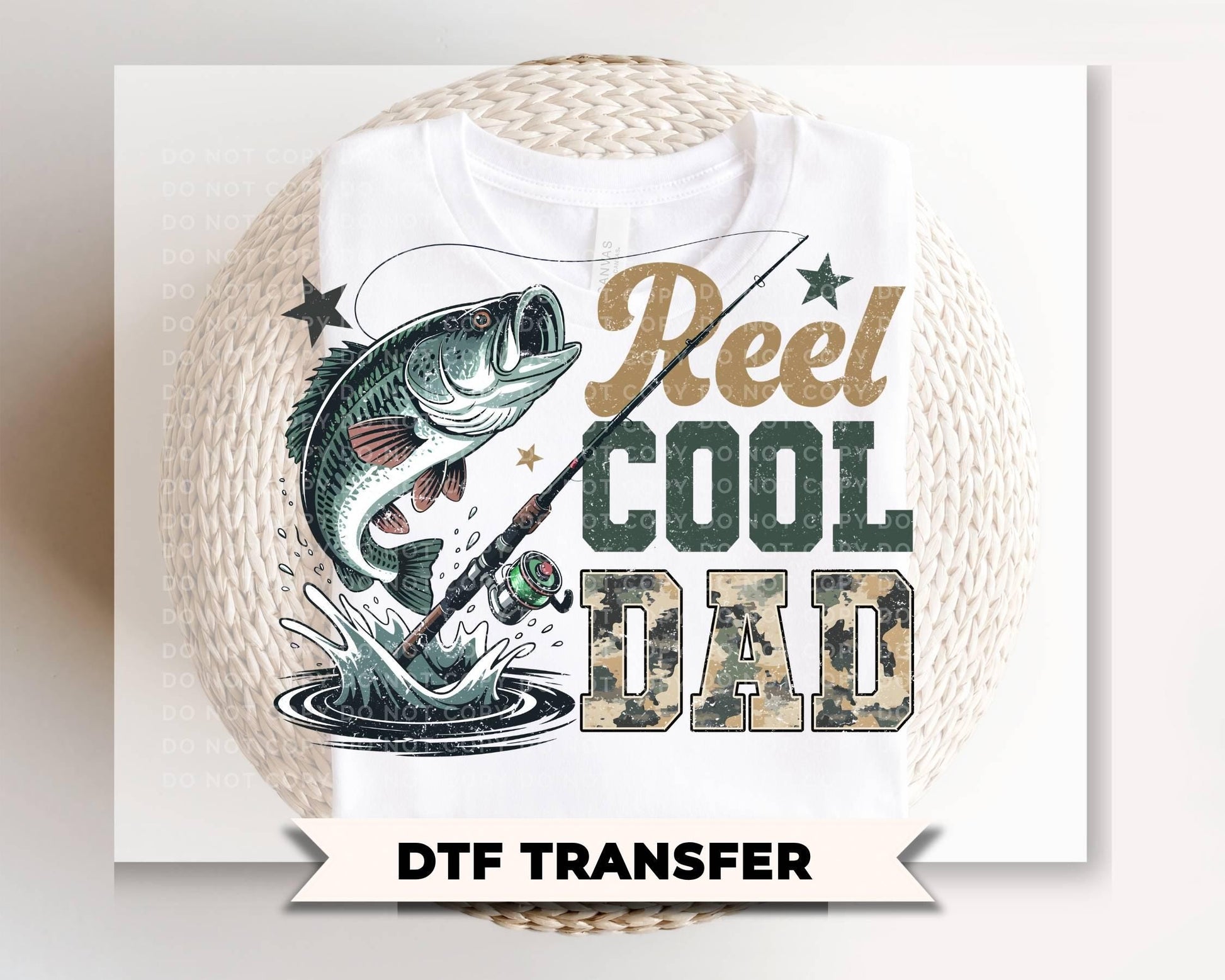 Reel Cool Dad DTF Transfer, Ready to Press, Father's Day Gift, Funny Tshirt Design