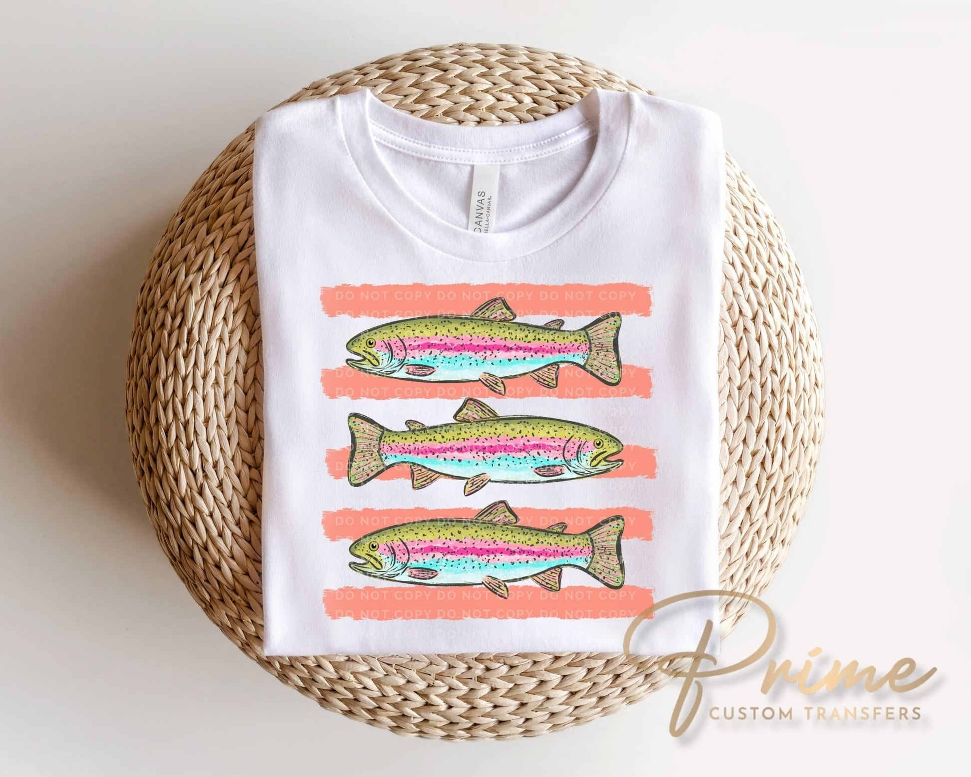 Preppy Bass Fish DTF Transfer, Ready to Press, Coastal Summer T-Shirt Design