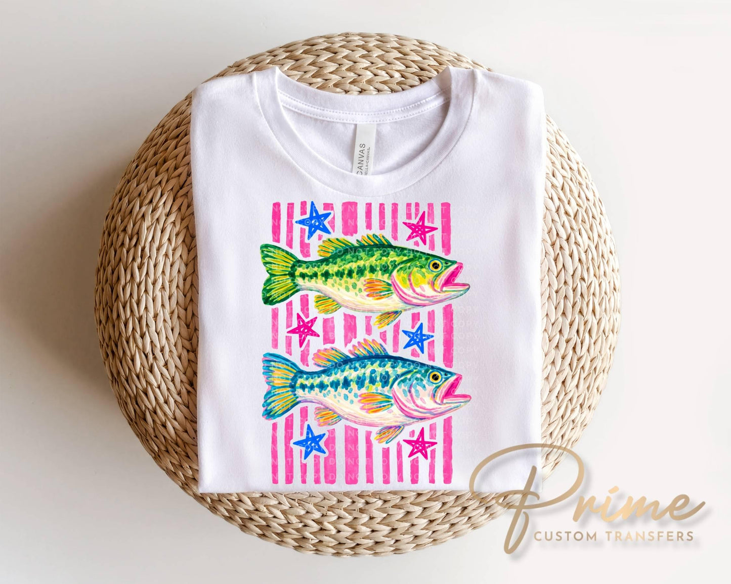 Preppy Fish DTF Transfer, Ready to Press, Coastal Summer T-Shirt Design