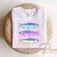 Preppy Fish DTF Transfer, Ready to Press, Coastal Summer T-Shirt Design