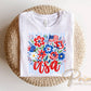 Striped Wildflower USA DTF Transfer, Ready to Press, 4th of July Tshirt Design