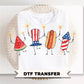 Patriotic Doodle DTF Transfer, Watermelon Hotdog Firework, 4th of July Tshirt Design
