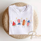 Patriotic Doodle DTF Transfer, Watermelon Hotdog Firework, 4th of July Tshirt Design