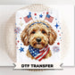 Patriotic Goldendoodle DTF Transfer, Dog Lover 4th of July Tshirt Design