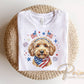 Patriotic Goldendoodle DTF Transfer, Dog Lover 4th of July Tshirt Design