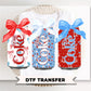 Coquette Patriotic Diet Soda Cans DTF Transfer, Ready to Press, 4th of July Tshirt Design