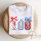 Coquette Patriotic Diet Soda Cans DTF Transfer, Ready to Press, 4th of July Tshirt Design