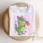 Patriotic Gator DTF Transfer, Ready to Press, Girls 4th of July Tshirt Design