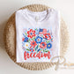 Striped Wildflower Freedom DTF Transfer, Ready to Press, 4th of July Tshirt Design