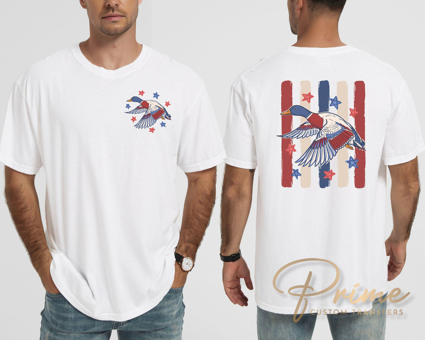 Patriotic Mallard Duck 1776 DTF Transfer, Ready to Press, Mens 4th of July Tshirt Design