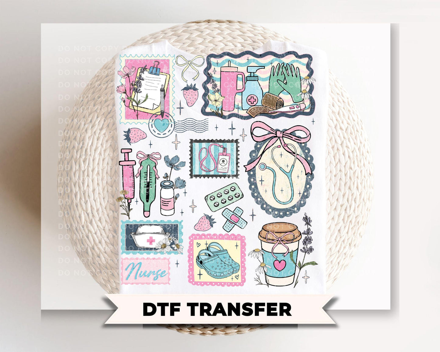 Nurse Life Collage DTF Transfer, Grandma Core, Cottagecore Tshirt Design