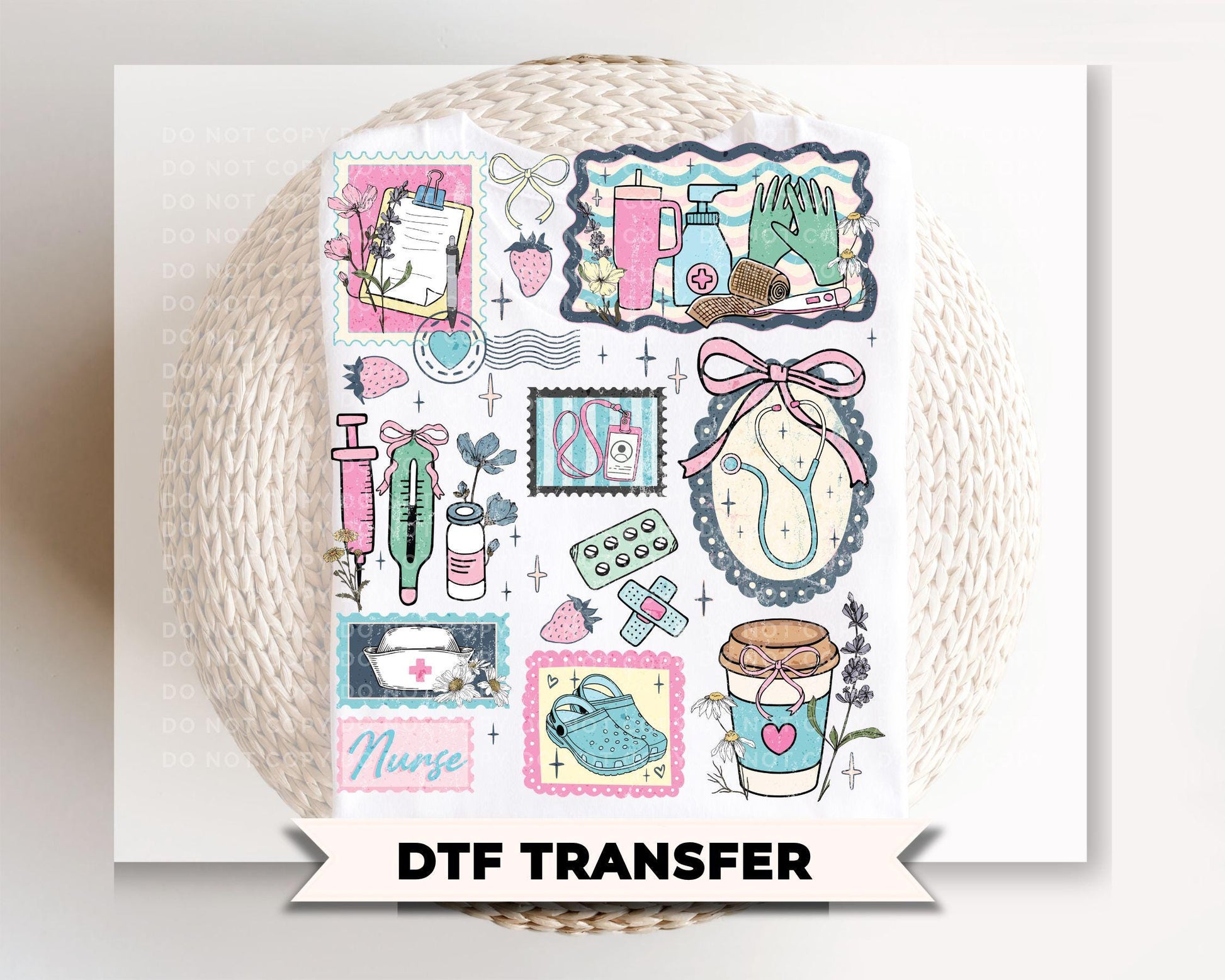Nurse Life Collage DTF Transfer, Grandma Core, Cottagecore Tshirt Design