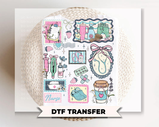 Nurse Life Collage DTF Transfer, Grandma Core, Cottagecore Tshirt Design